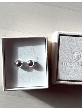 Michael Hill Polished Silver Sphere Stud Earrings